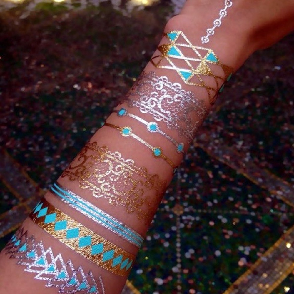 4 Sheets Boho Festival Temporary Metallic Flash Tattoos - Picture 9 of 13